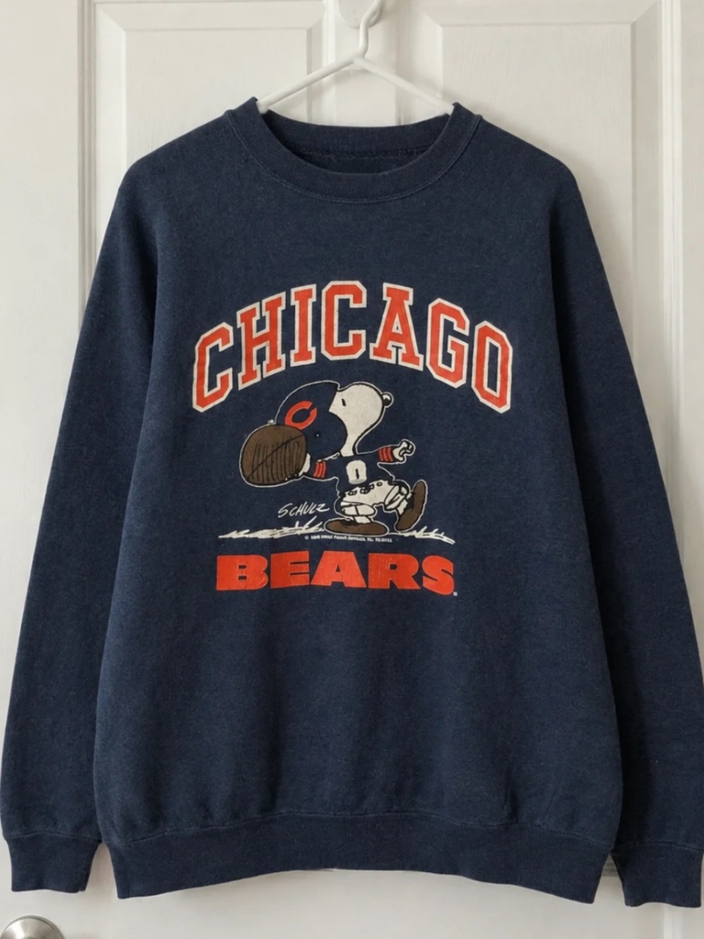 Gildan Navy Crewneck with Orange Chicago Bears Graphic